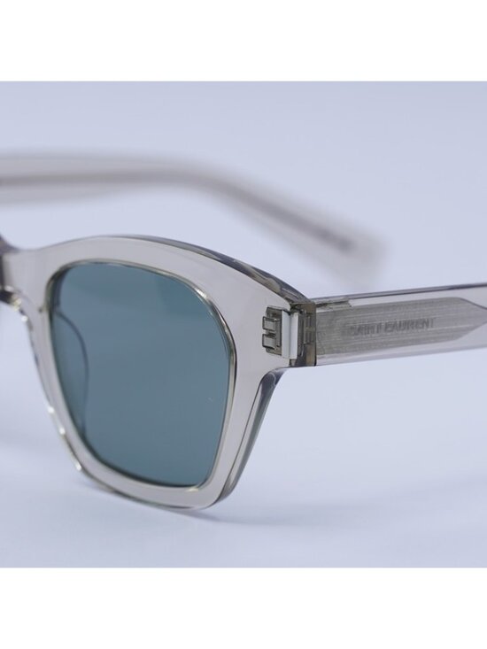 Saint Laurent SL592 005 Sunglasses Transparent Beige Square Frame, Green Lenses main image 12